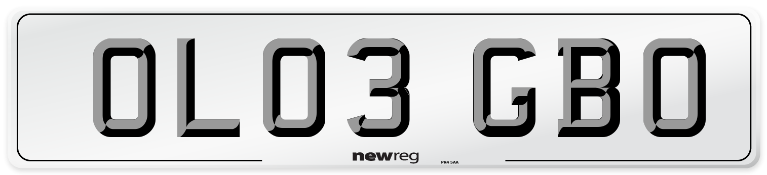 OL03 GBO Number Plate from New Reg